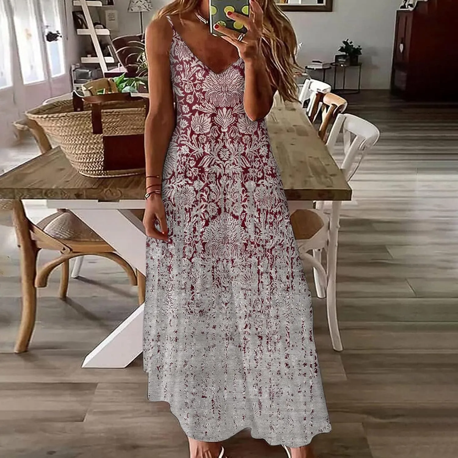 Womens Summer Dresses Spaghetti Strap Sundress Flowy Loose Maxi Dresses Holiday Party Dresses for Women 2025