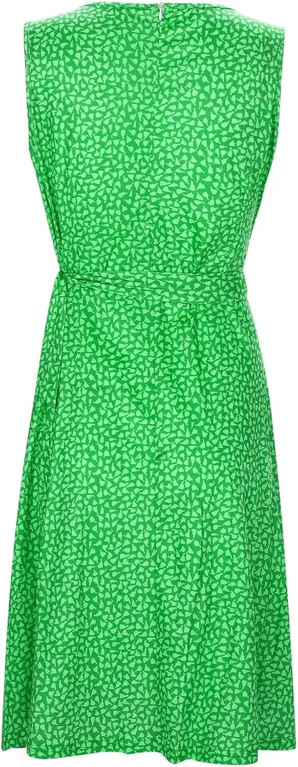 Womens Sun dress Summer Floral Short Sleeveless Wrap V Neck A-Line Midi Dress Beach Travel Vacation Outfits